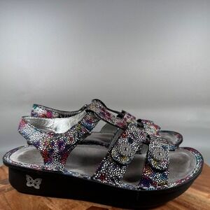 Alegria Kleo Multi Color Mosaic Leather Sandals Womens 39 Adjustable Straps 447